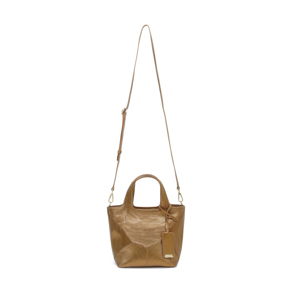 Borsa a mano in pelle laminata oro - Oro