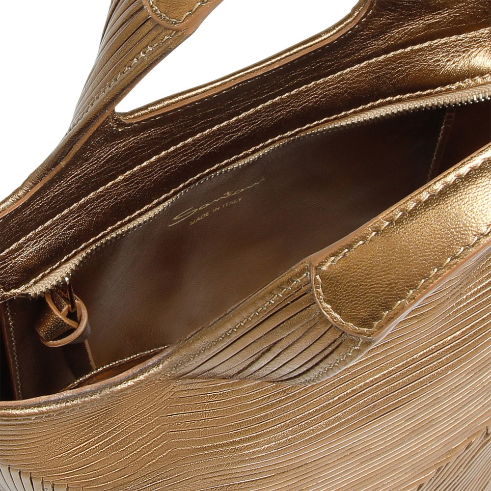 Borsa a mano in pelle laminata oro - Oro