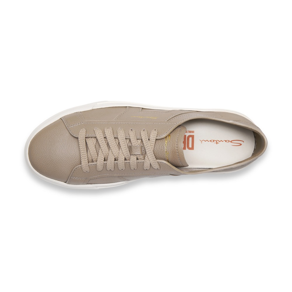 Double Buckle Sneaker da uomo in pelle bottalata beige - Naturale