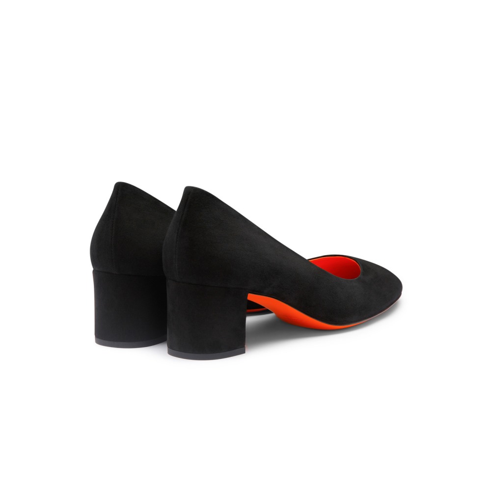 Décolletés tacco basso da donna in suede nero - Nero