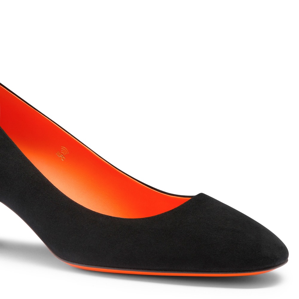 Décolletés tacco basso da donna in suede nero - Nero
