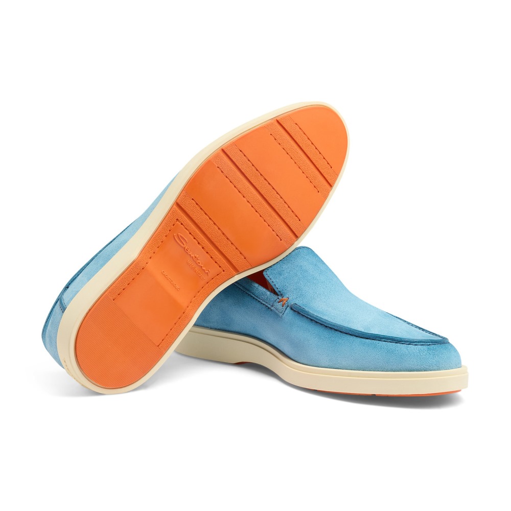 Mocassino da uomo in suede azzurro - Azzurro