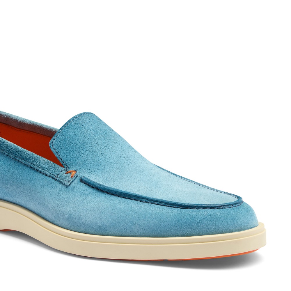Mocassino da uomo in suede azzurro - Azzurro