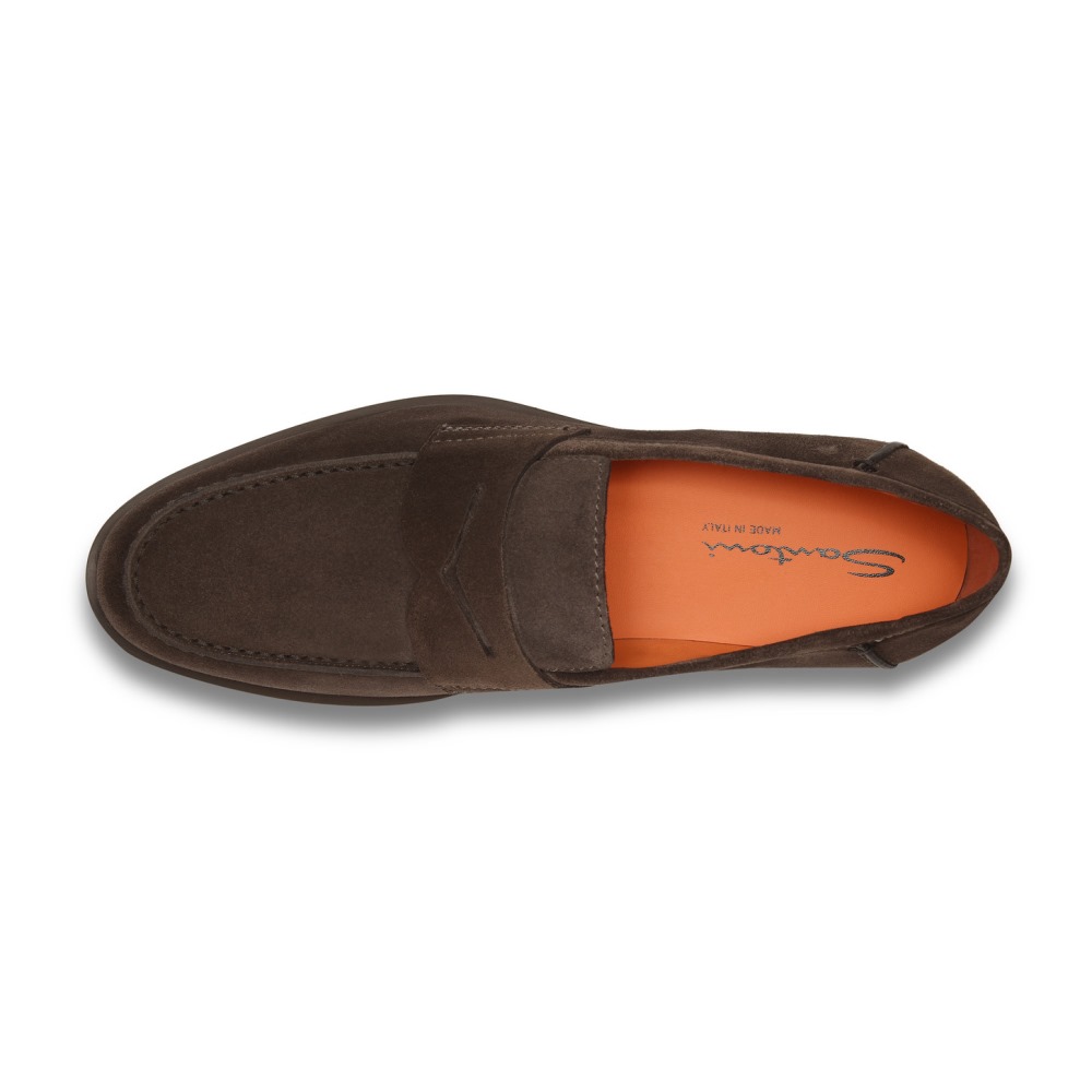 Mocassino penny da uomo in suede testa di moro - Testa di moro