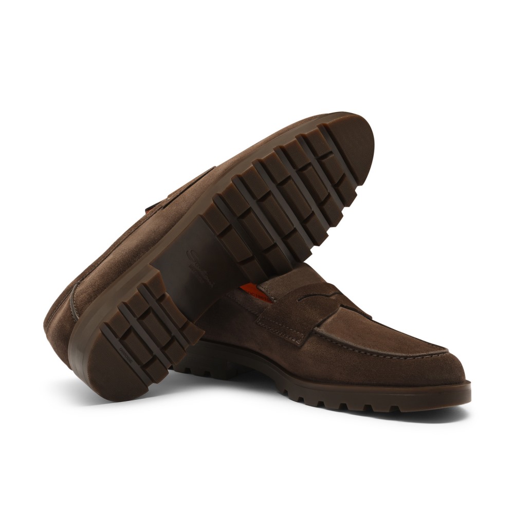 Mocassino penny da uomo in suede testa di moro - Testa di moro