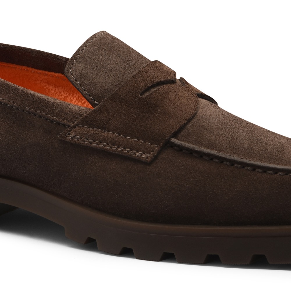 Mocassino penny da uomo in suede testa di moro - Testa di moro