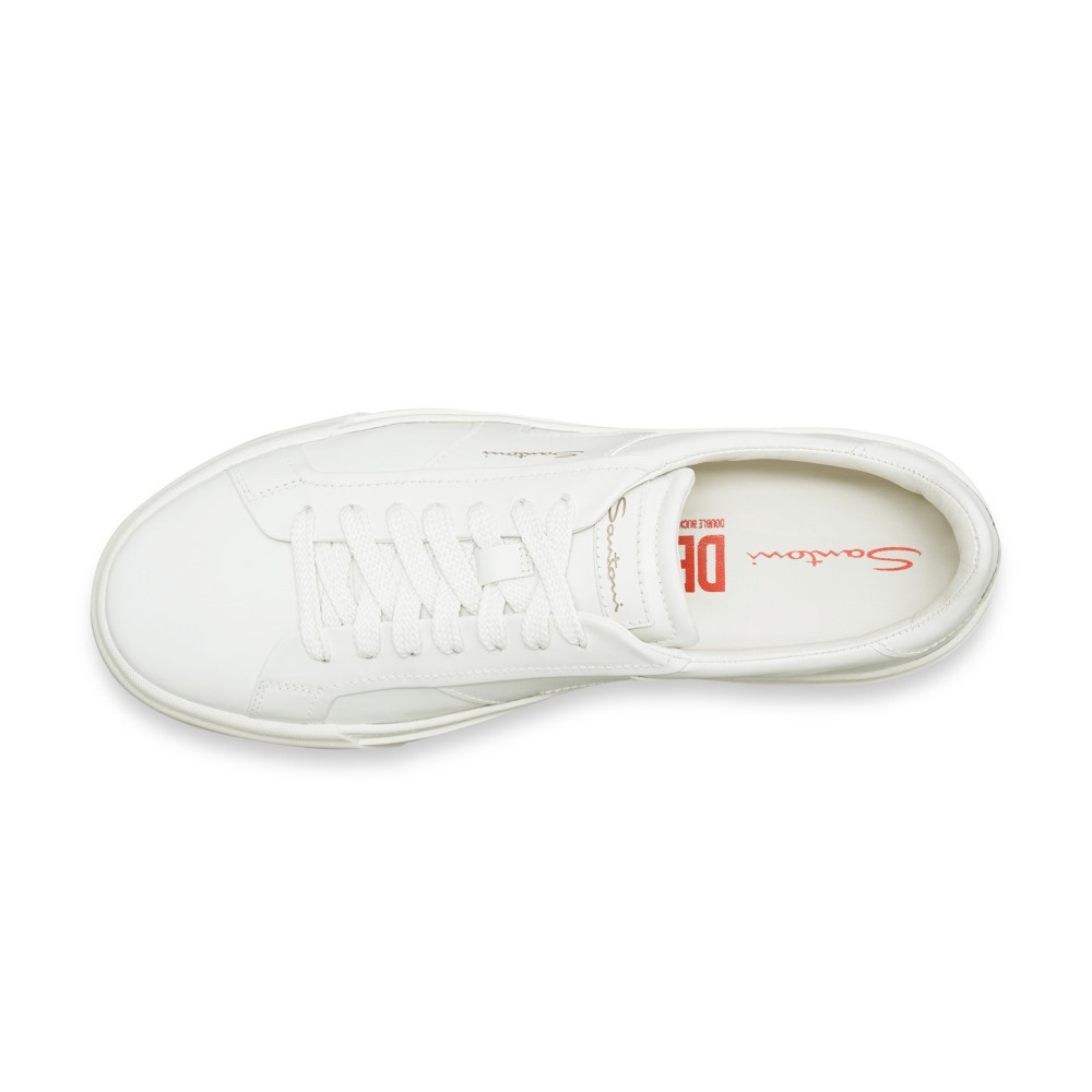 Double buckle sneaker da uomo in pelle bianca - Bianco