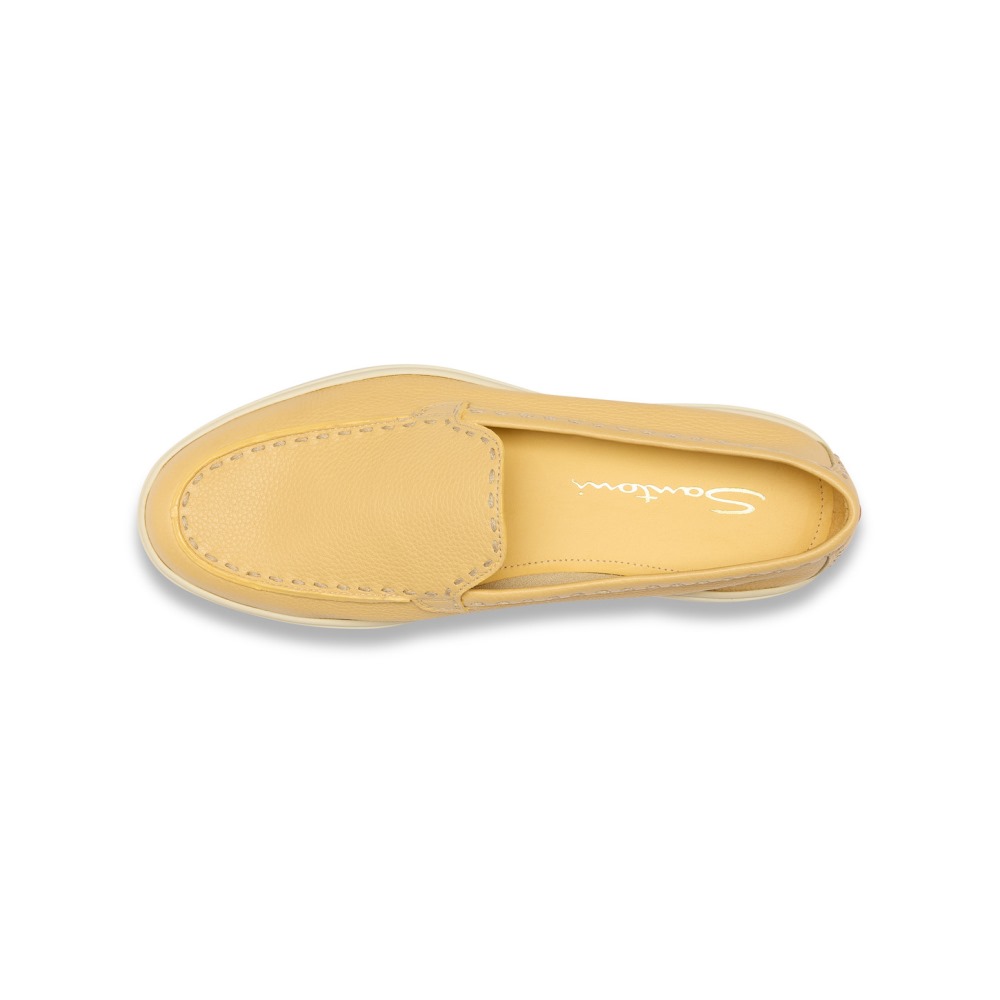 Mocassino da donna in pelle bottalata gialla - Giallo