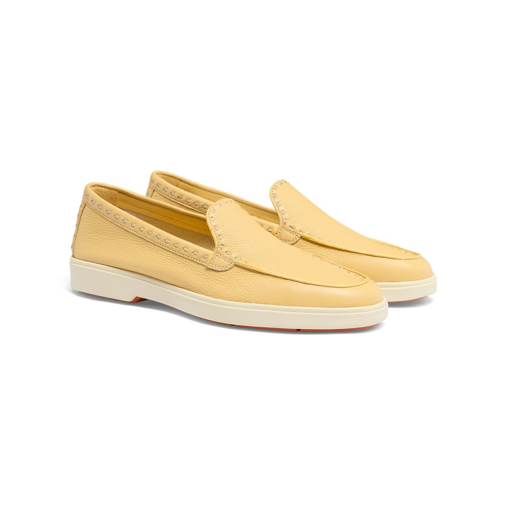 Mocassino da donna in pelle bottalata gialla - Giallo