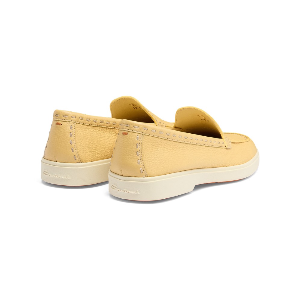 Mocassino da donna in pelle bottalata gialla - Giallo