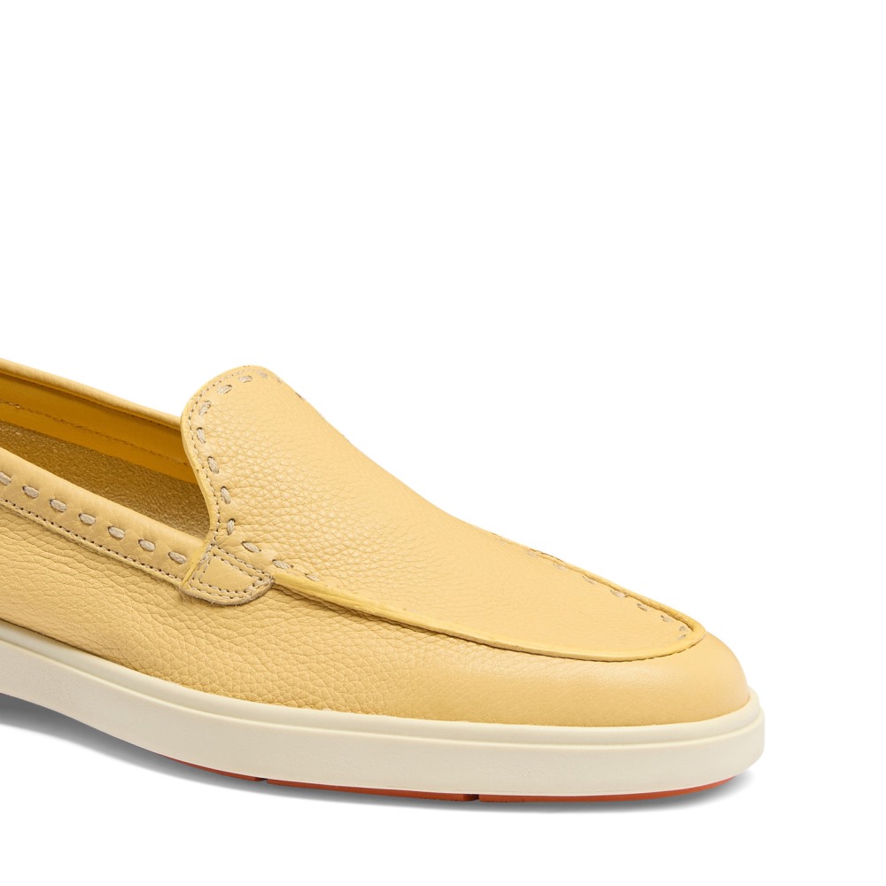 Mocassino da donna in pelle bottalata gialla - Giallo