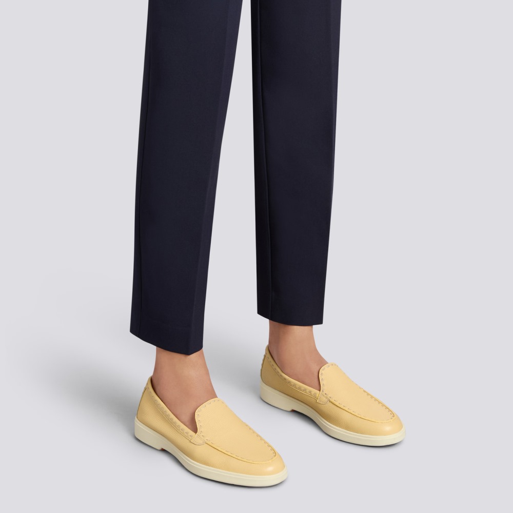 Mocassino da donna in pelle bottalata gialla - Giallo