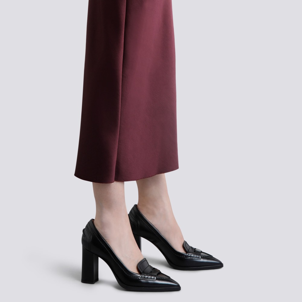 Décolletés tacco alto da donna in pelle nera - Nero