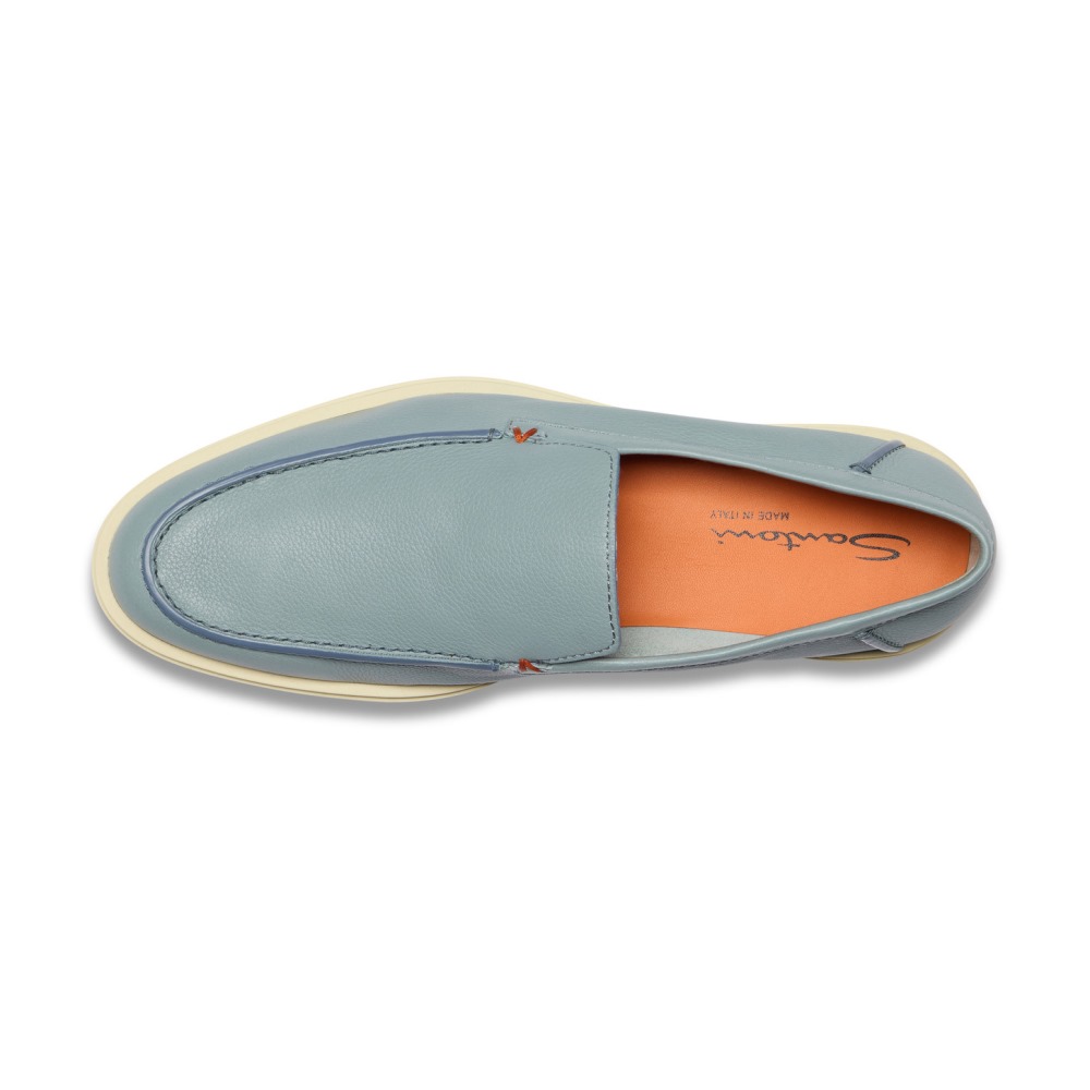 Mocassino da uomo in pelle bottalata azzurra - Azzurro