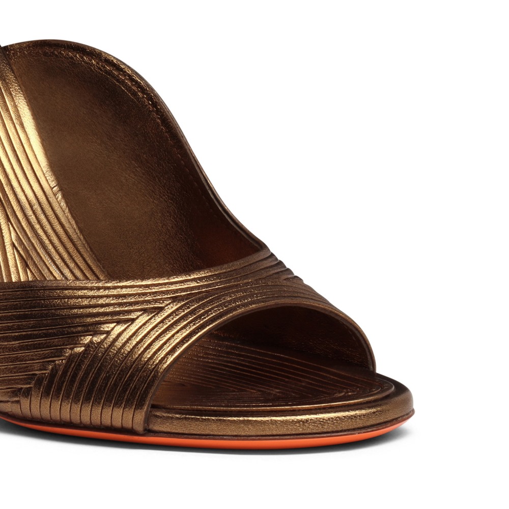 Sandalo tacco alto da donna in pelle oro - Oro