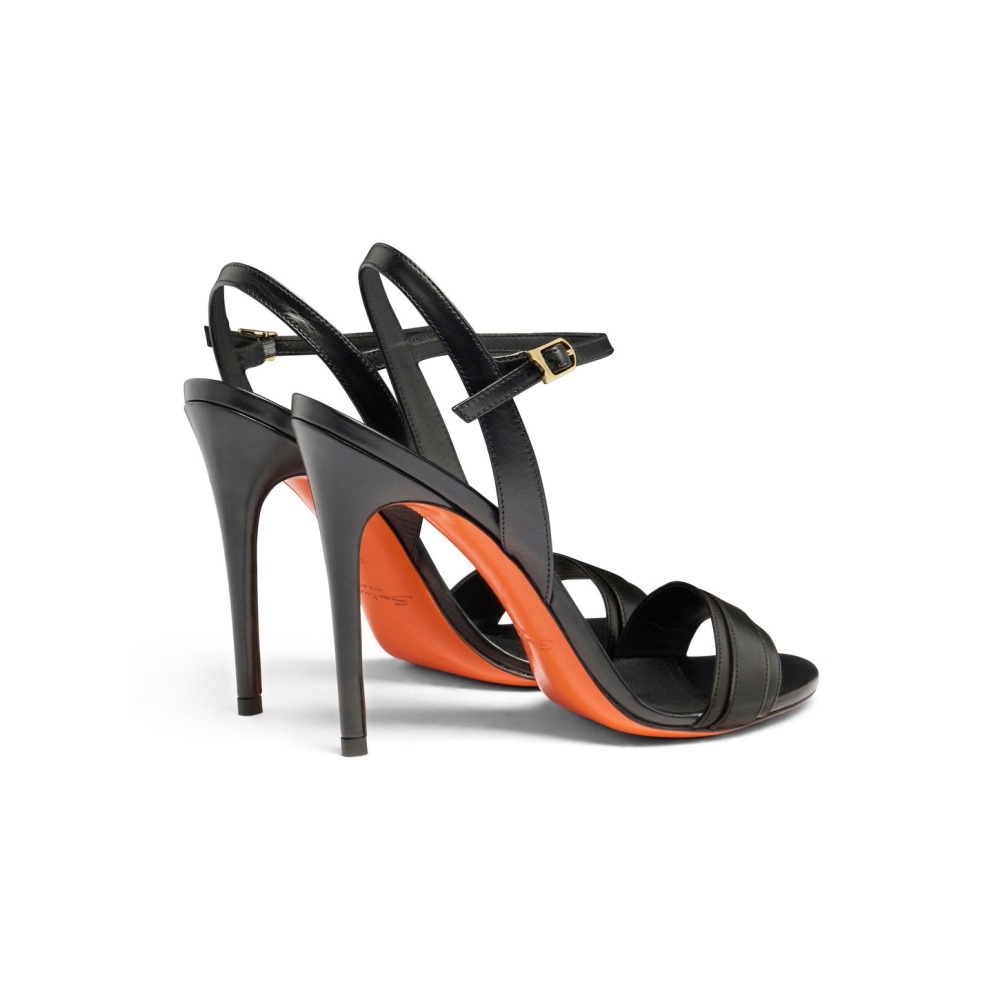 Sandalo tacco alto da donna in pelle nera - Nero