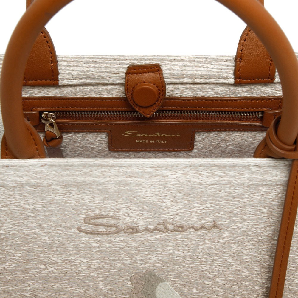 Borsa tote media in tessuto beige - Naturale