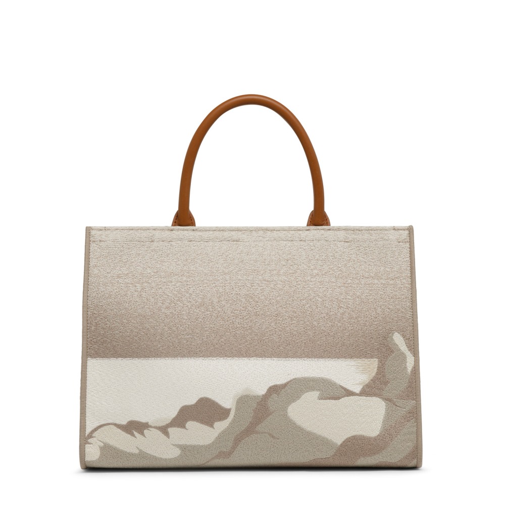 Borsa tote media in tessuto beige - Naturale