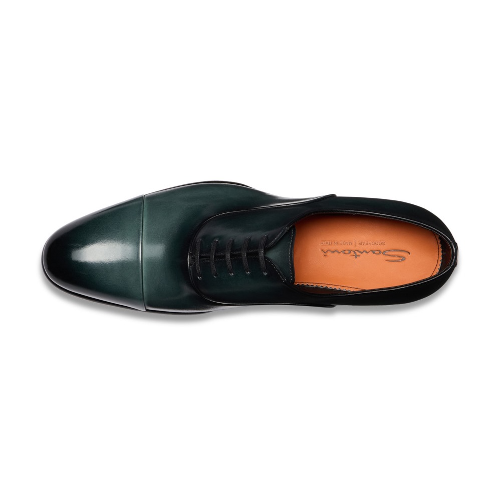Stringata Oxford da uomo in pelle verde - Verde