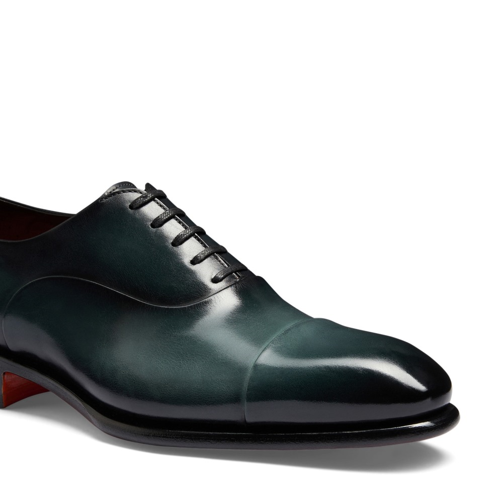 Stringata Oxford da uomo in pelle verde - Verde