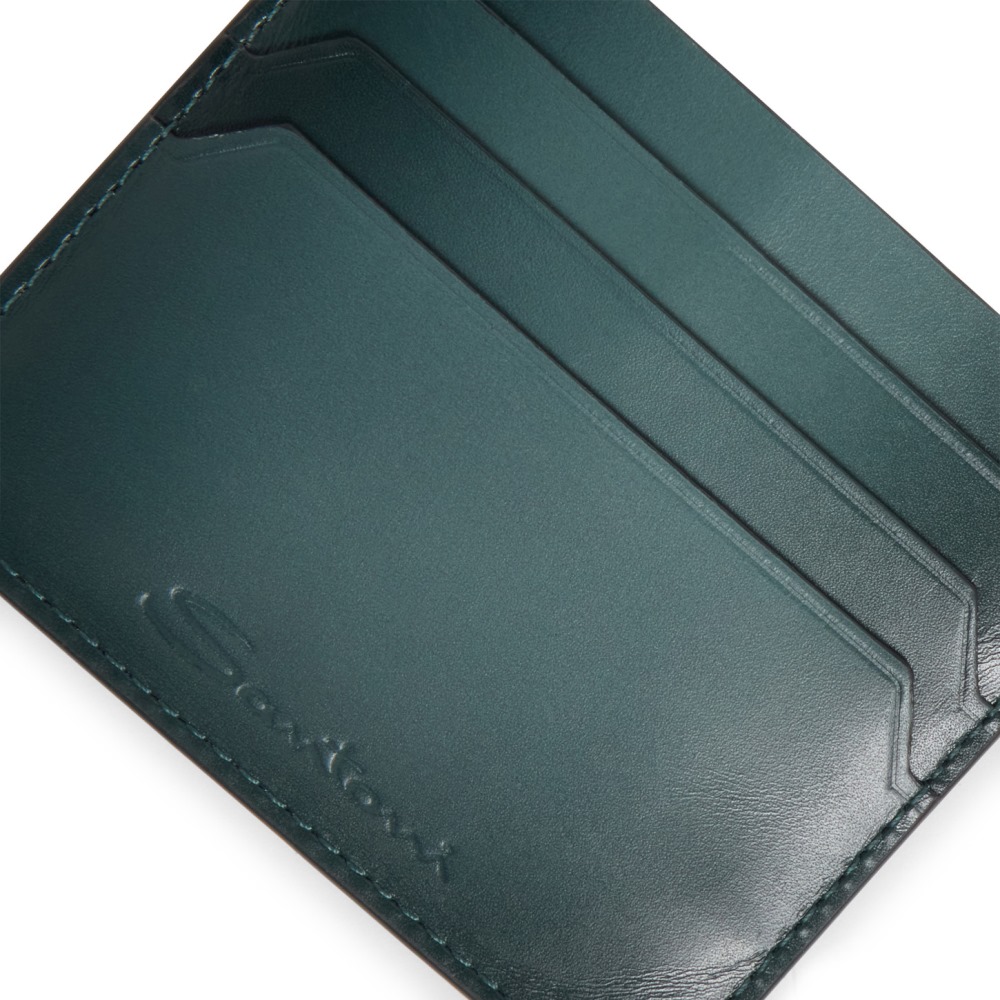 Porta carte di credito in pelle verde - Verde
