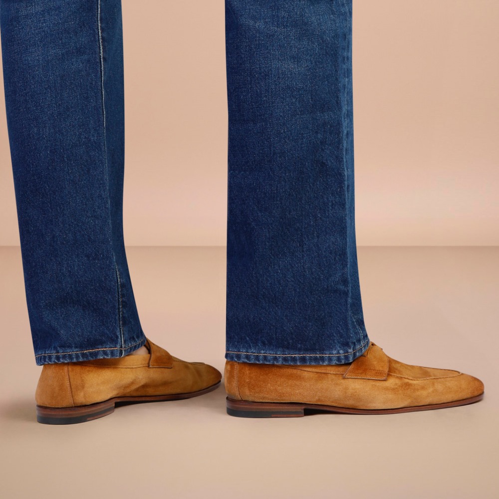 Mocassino Carlo da uomo in suede marrone chiaro - Marrone chiaro