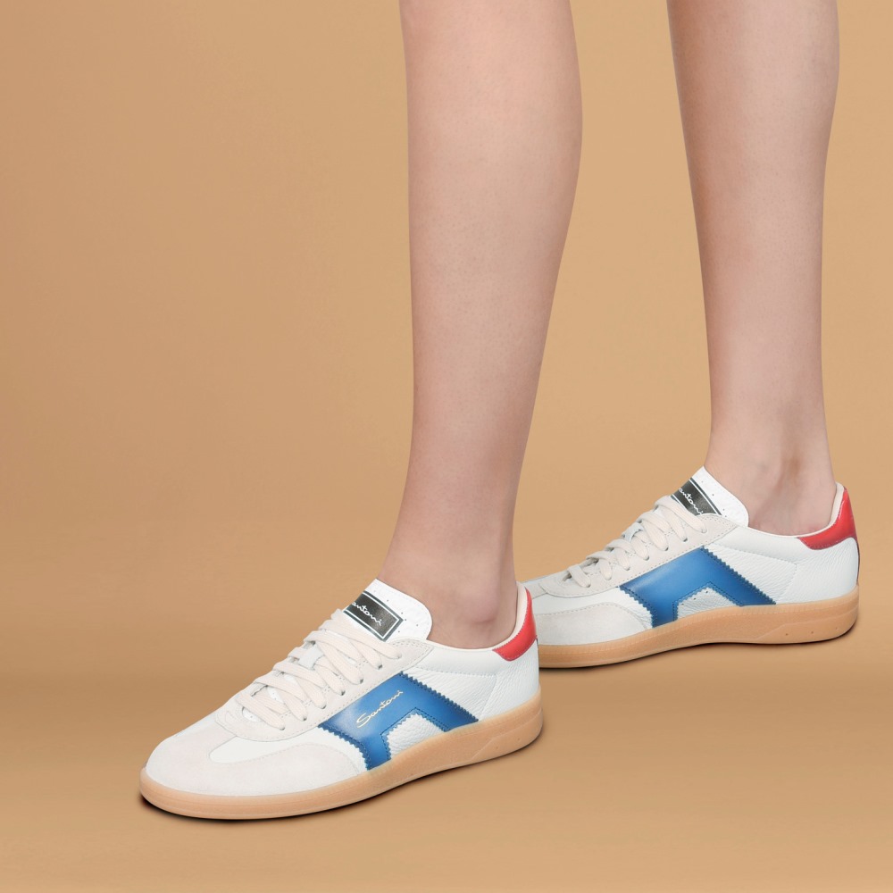 DBS Oly sneaker da donna in pelle e suede bianco, blu e rosso - Blu