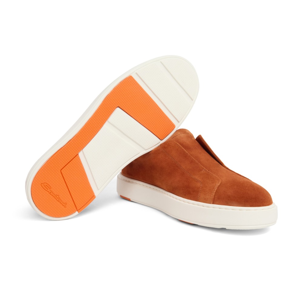 Sneaker slip-on da uomo in suede arancione - Arancione