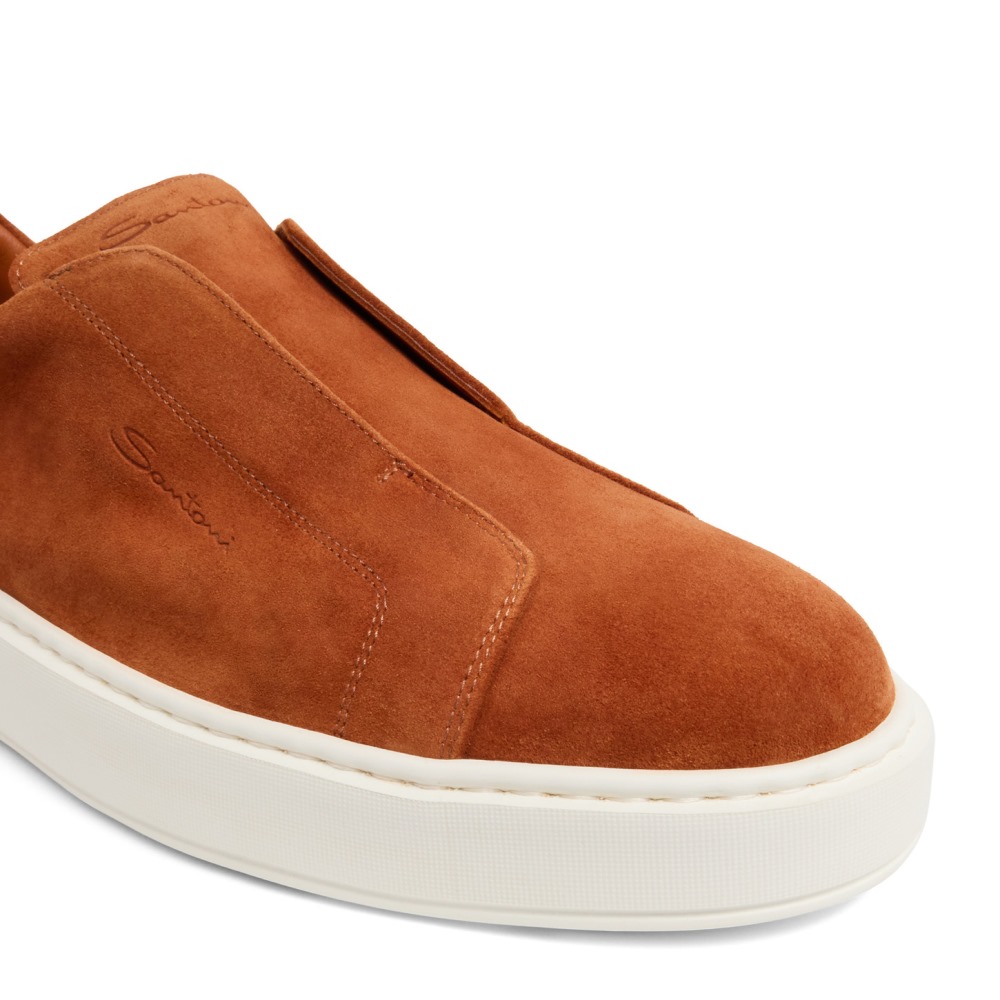 Sneaker slip-on da uomo in suede arancione - Arancione