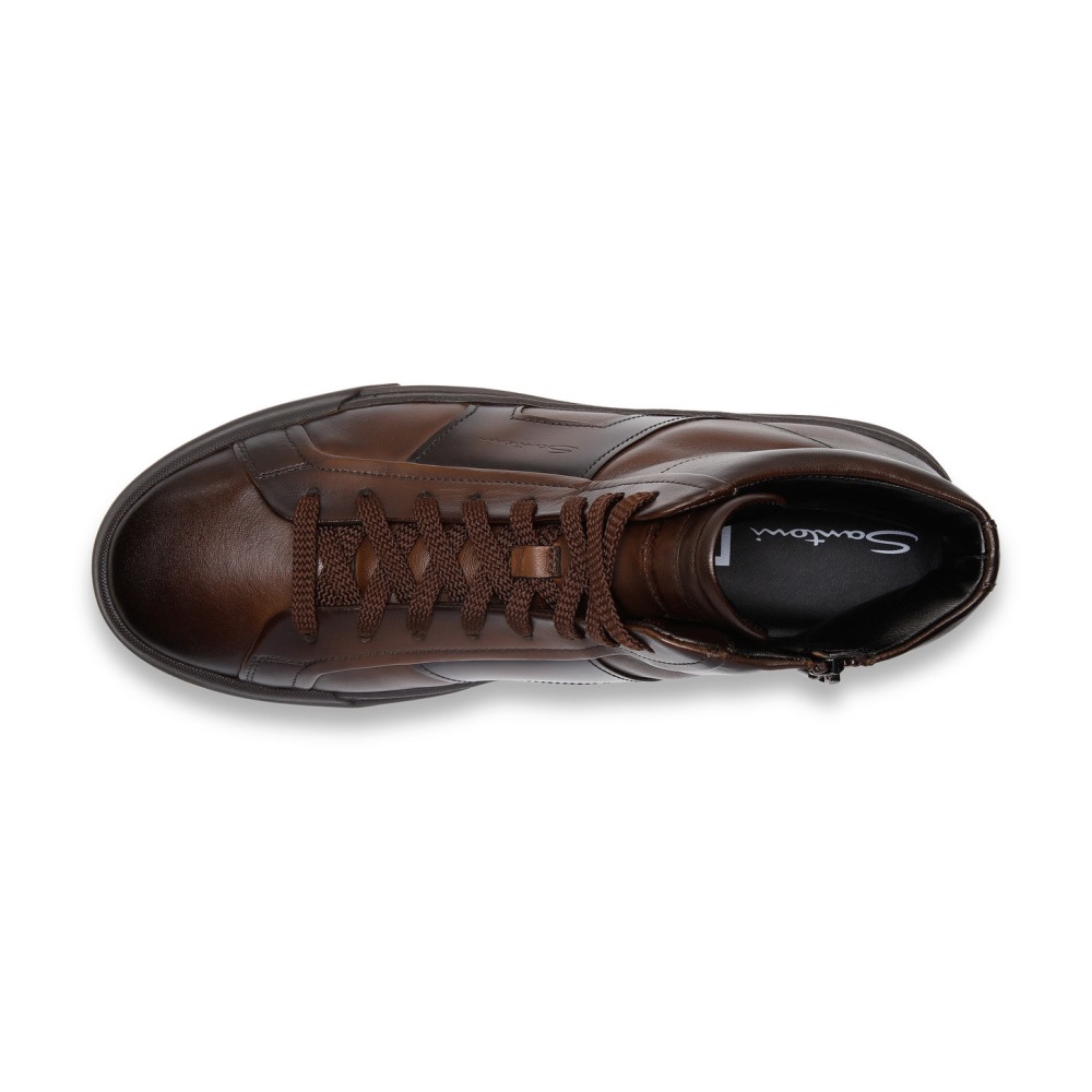 Double Buckle Sneaker da uomo in pelle testa di moro - Testa di moro