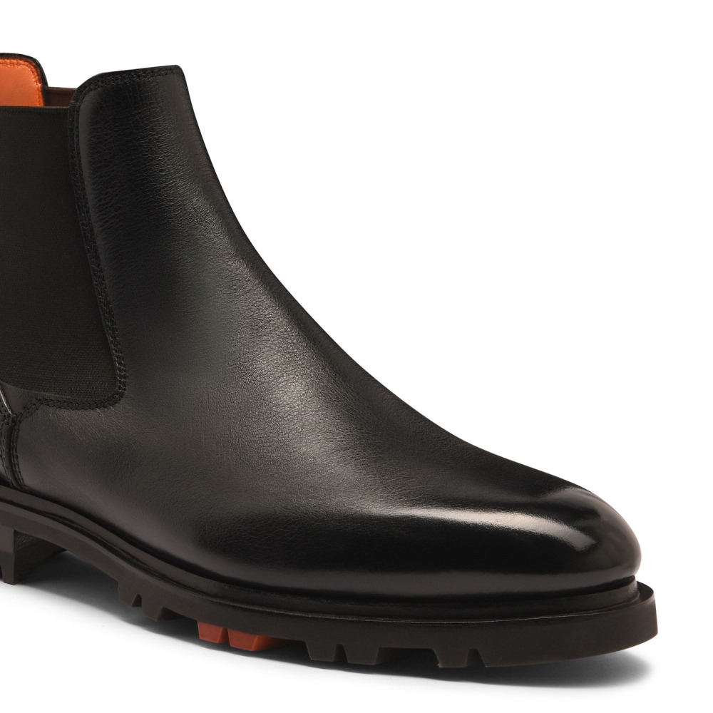 Stivaletto Chelsea da uomo in pelle nera - Nero