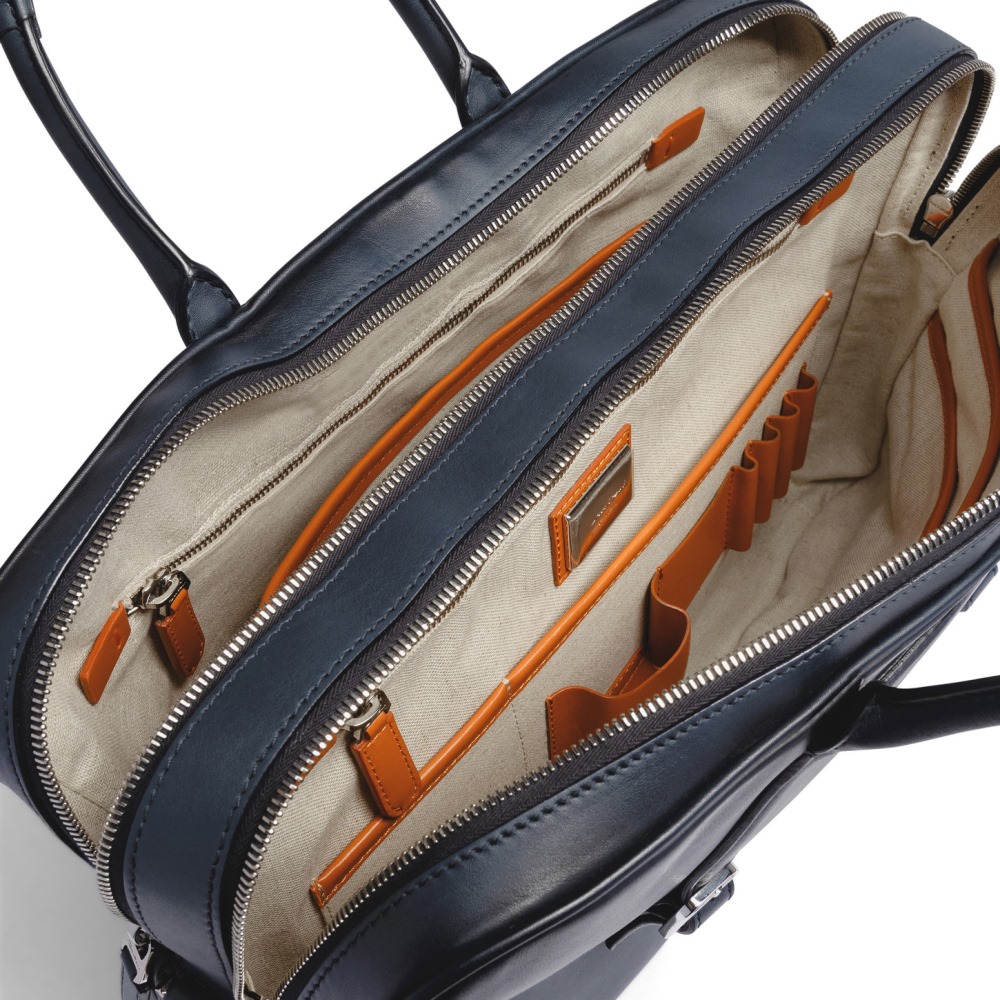Borsa porta pc in pelle blu - Blu