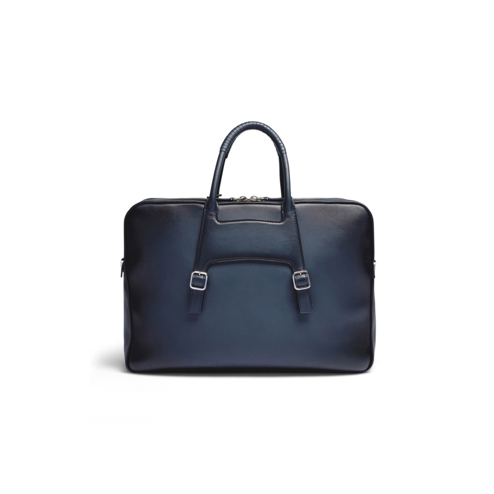Borsa porta pc in pelle blu - Blu