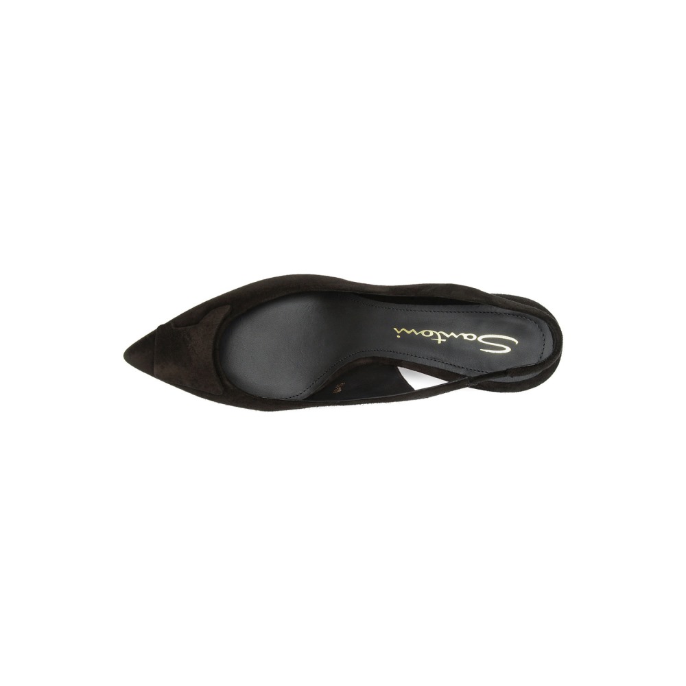 Slingback Santoni Sibille tacco medio da donna in suede nero - Nero
