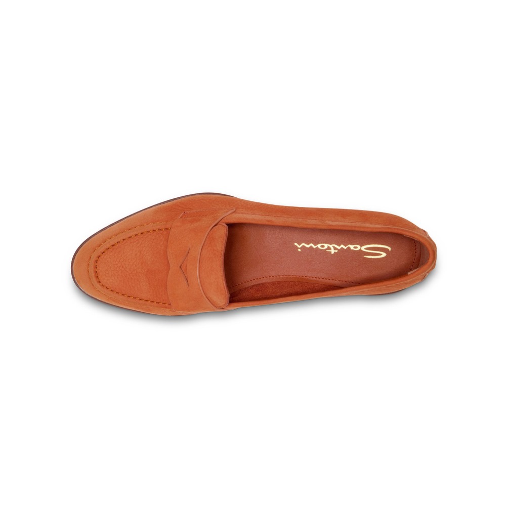 Mocassino penny da donna in nabuk arancione - Arancione