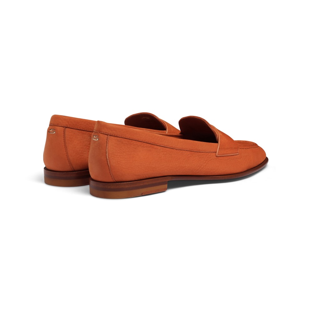 Mocassino penny da donna in nabuk arancione - Arancione