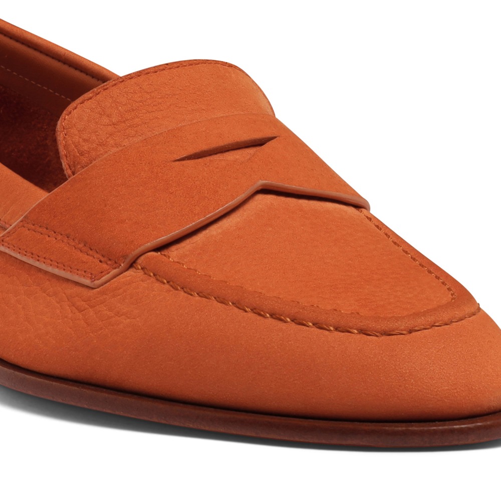 Mocassino penny da donna in nabuk arancione - Arancione
