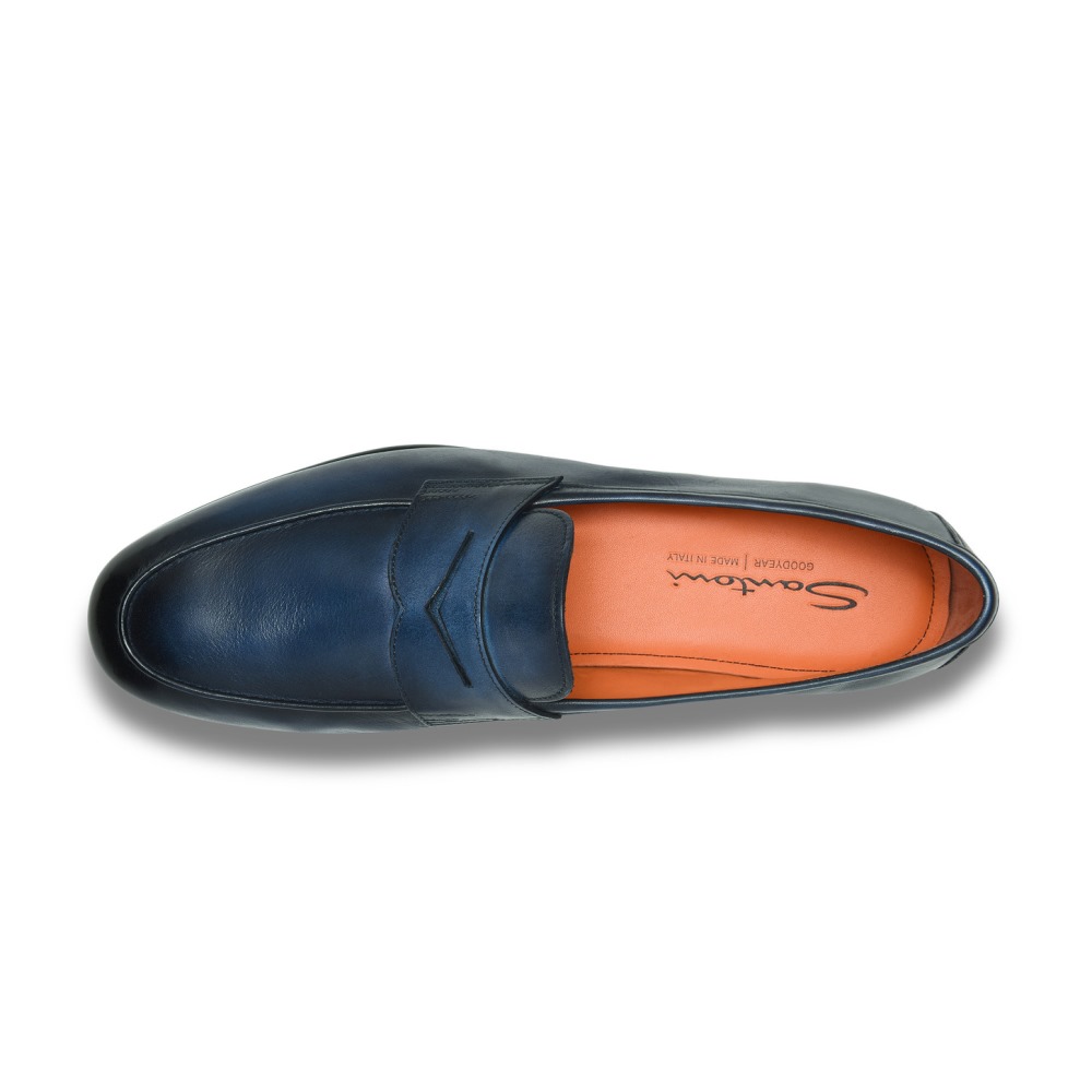 Mocassino Carlo da uomo in pelle blu - Blu