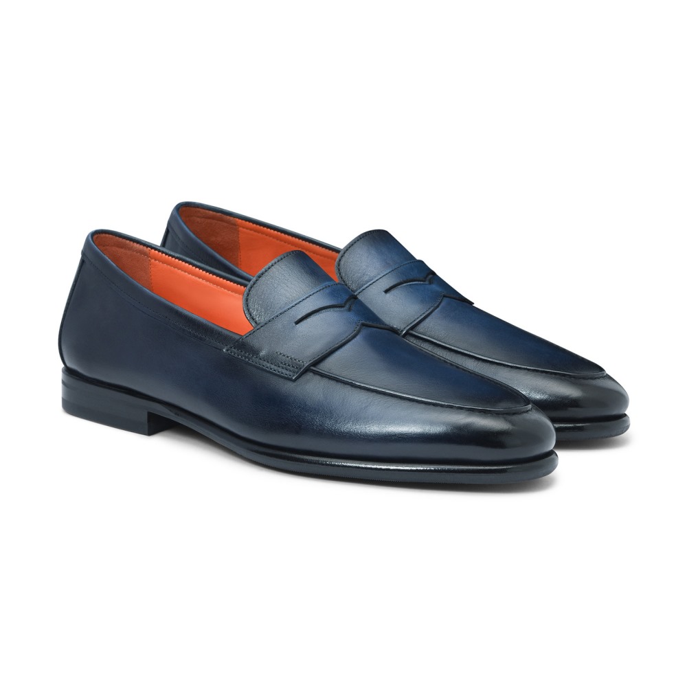 Mocassino Carlo da uomo in pelle blu - Blu