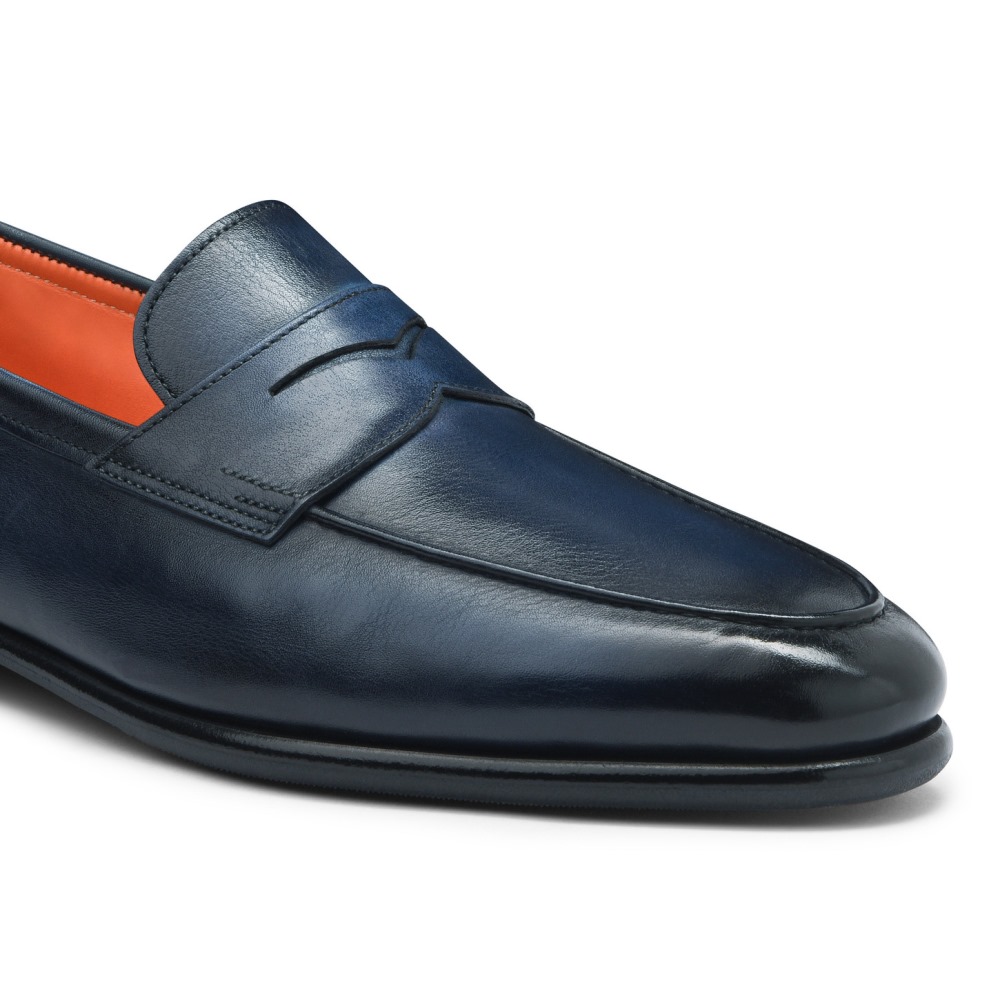 Mocassino Carlo da uomo in pelle blu - Blu
