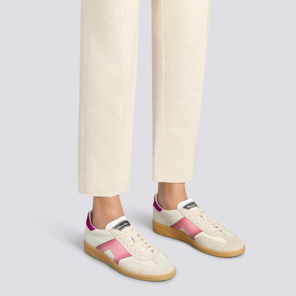 Sneaker DBS Oly da donna in pelle e suede bianca e viola - Viola
