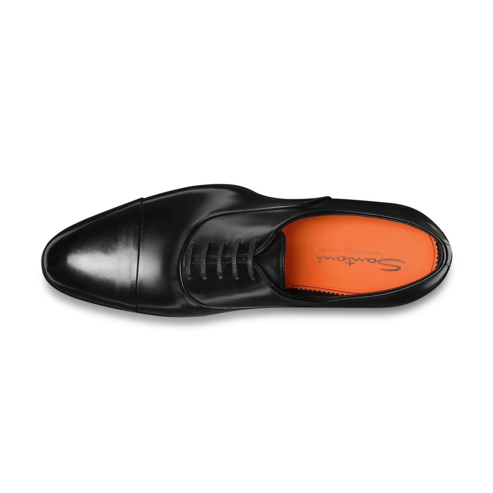 Stringata oxford da uomo in pelle anticata nera - Nero