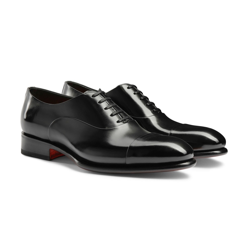 Stringata oxford da uomo in pelle anticata nera - Nero