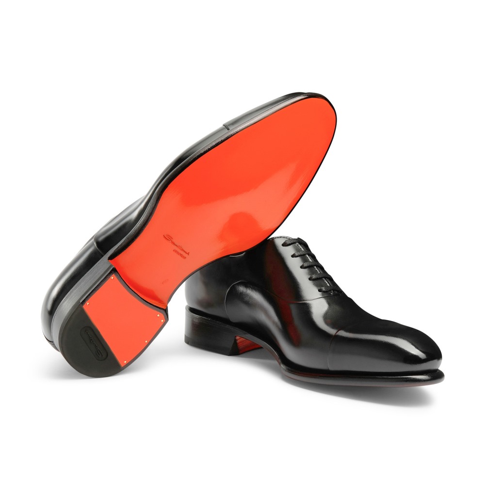 Stringata oxford da uomo in pelle anticata nera - Nero