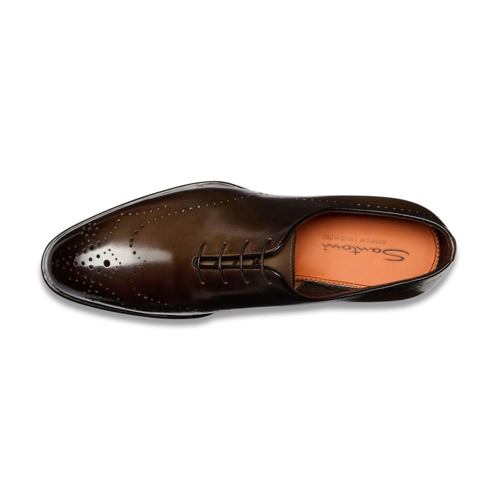 Stringata Oxford da uomo in pelle testa di moro - Testa di moro
