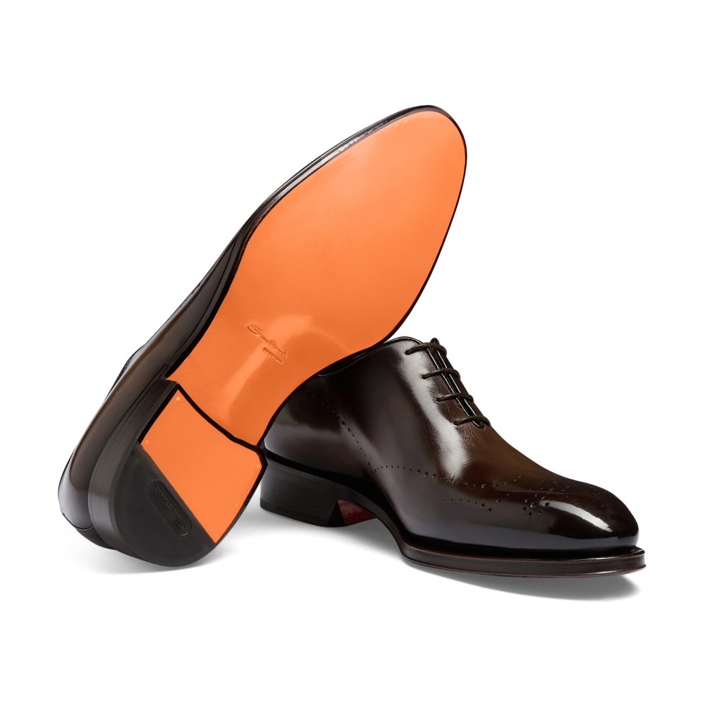 Stringata Oxford da uomo in pelle testa di moro - Testa di moro