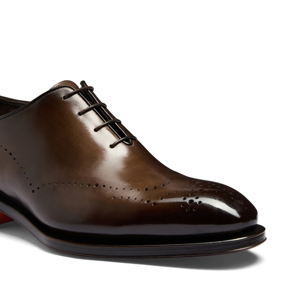 Stringata Oxford da uomo in pelle testa di moro - Testa di moro