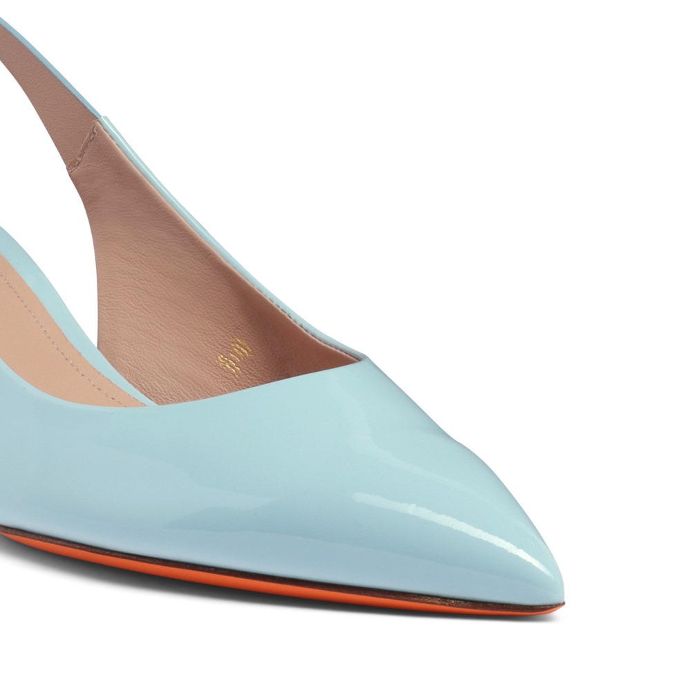 Slingback tacco medio da donna in vernice azzurra - Azzurro