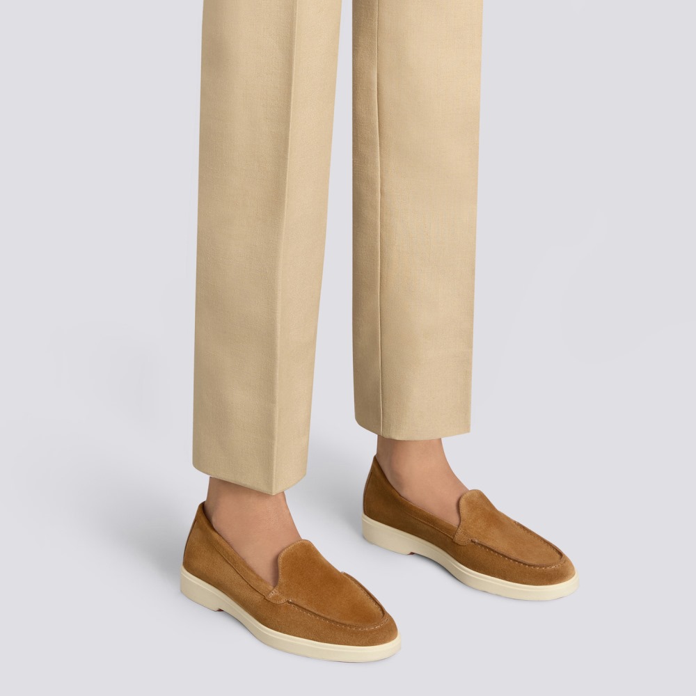 Mocassino da donna in suede marrone chiaro - Marrone chiaro