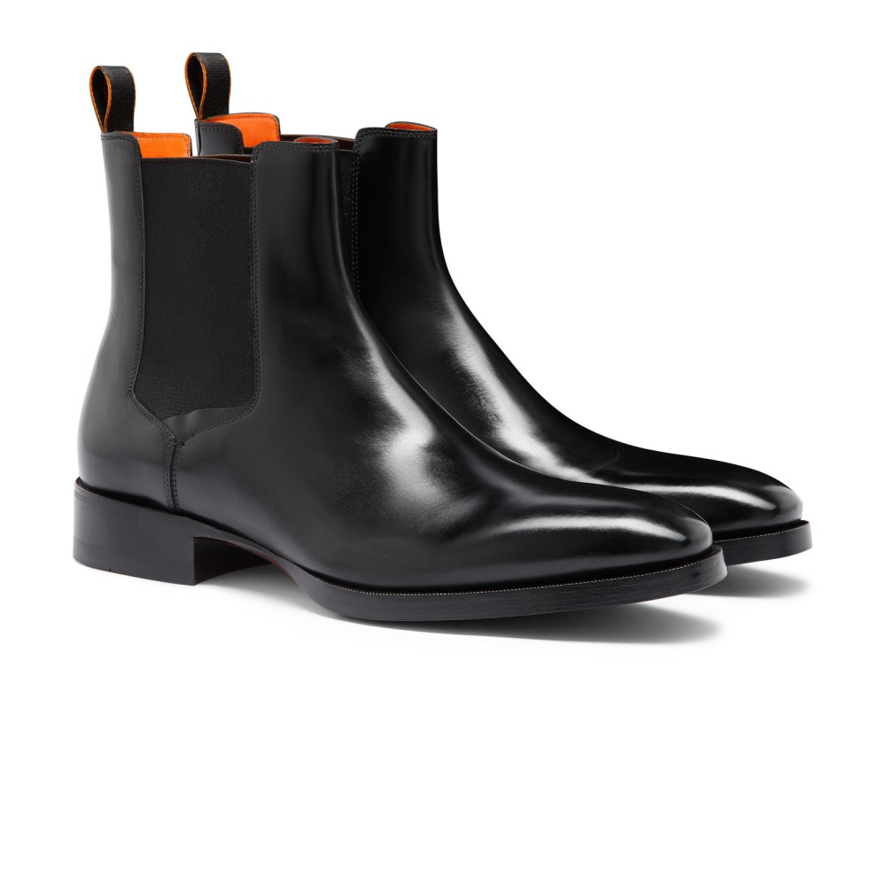 Stivaletto chelsea da uomo in pelle anticata nera - Nero